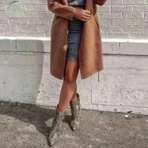 Snakeskin Textured Asymmetrical Booties